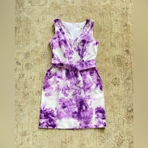 Banana Republic Purple and White Sleeveless Wrap Dress